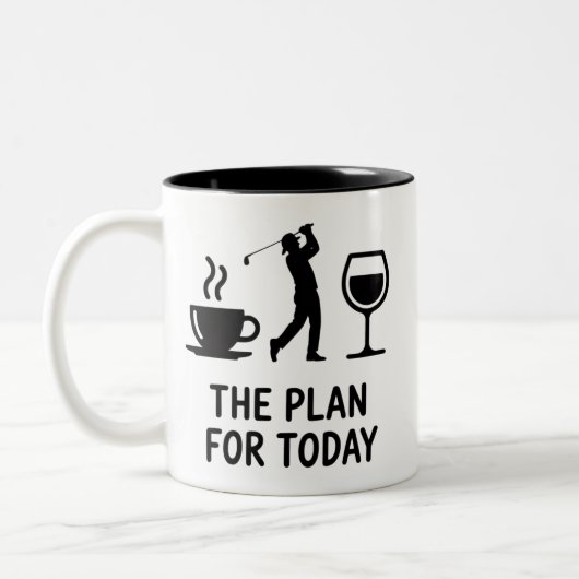 The Plane For Today Funny Golf Wine Coffee Golfer  ツートーンマグカップ (左)
