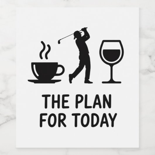 The Plane For Today Funny Golf Wine Coffee Golfer  ワインラベル (シングルラベル)