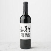 The Plane For Today Funny Golf Wine Coffee Golfer  ワインラベル (正面)
