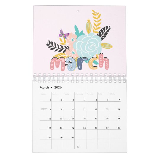 THE PLANNER OF YOUR DREAMS AND PROJECTS. カレンダー (3月 2026)