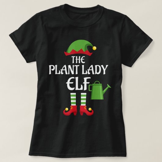 The Plant Lady Elf | Funny Christmas Gardener Tシャツ (デザイン正面)