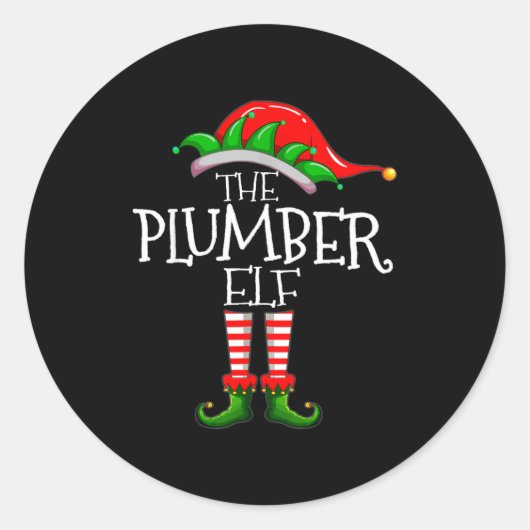 The Plumber Elf Christmas Gift, Plumbing Xmas Paja ラウンドシール (正面)