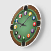 The Pocket Eight-Ball Billiards Table Wall Clock ラージ壁時計 (傾斜)