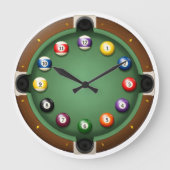 The Pocket Eight-Ball Billiards Table Wall Clock ラージ壁時計 (正面)