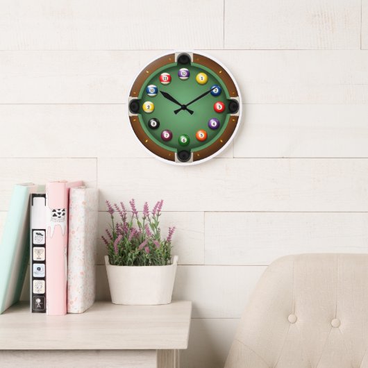 The Pocket Eight-Ball Billiards Table Wall Clock ラージ壁時計 (読書スペース)