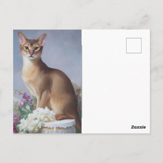 The Poised Abyssinian – Elegant Cat Postcard ポストカード (裏面)
