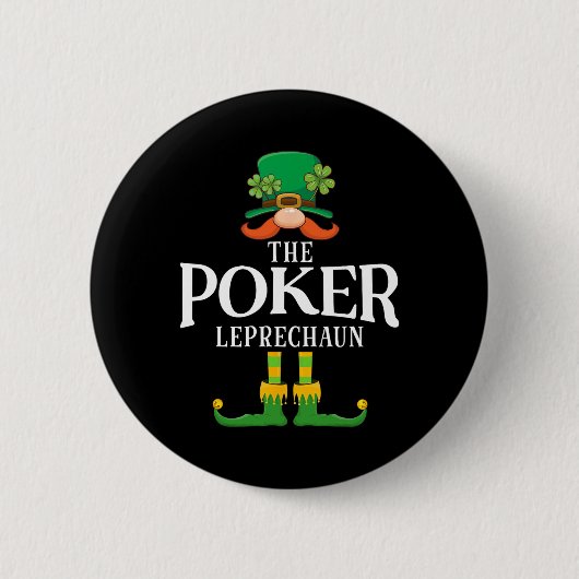 The Poker Leprechaun St Patricks Day Matching  缶バッジ (正面)