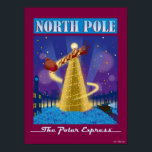The Polar Express | North Pole Vintage Travel Art ポスター<br><div class="desc">Vintage travel style art of the North Pole,  featuring Santa Claus fly his sleigh around a Christmas Tree.</div>