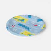 The Polar Express | Retro Train & Ticket Pattern ペーパープレート (アングル)