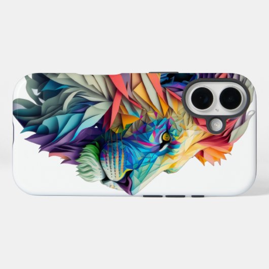 The Polychrome Lion: Where Art Meets Majesty Case-Mate iPhoneケース (裏面 (横))