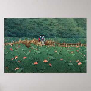 The Pond at Benten Shrine in Shiba Kawase Hasui  ポスター