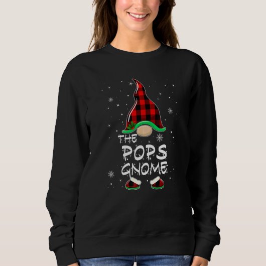 The Pops Gnome Red Buffalo Plaid Christmas Pajama スウェットシャツ (正面)