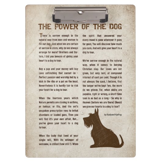 The Power of the Dog Poem - Rudyard Kipling クリップボード (正面)