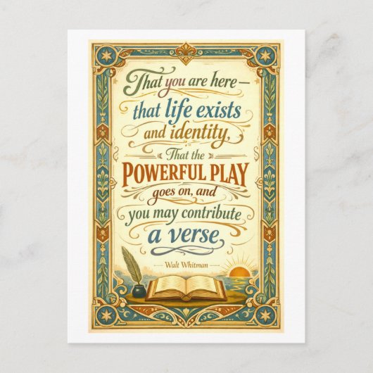 "The Powerful Play" Whitman Quote ポストカード (正面)