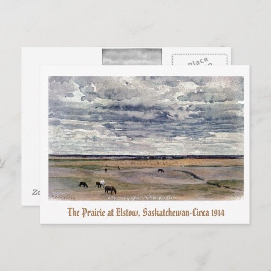 「The Prairie at Elstow, Saskatchewan-1914」 ポストカード (正面/裏面)