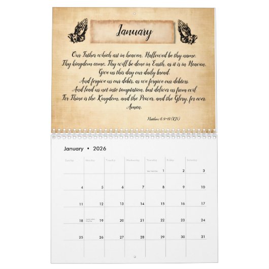 The Prayers of Christ Inspirational カレンダー (1月 2026)
