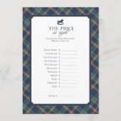 The Price Is Right Baby Shower Game Navy Plaid アドバイスカード (正面)