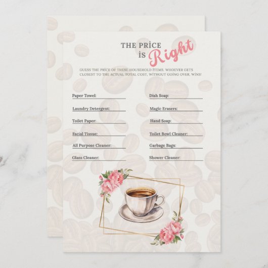 The Price Is Right Bridal Shower Game (正面/裏面)