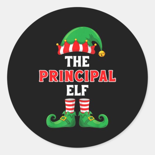 The Principal Elf Christmas For Principal School P ラウンドシール (正面)