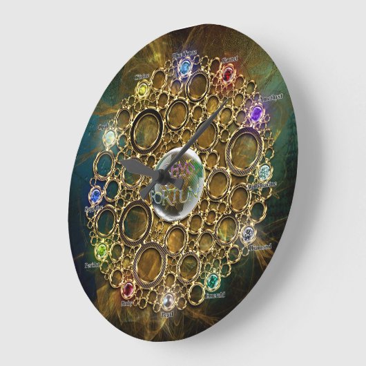 THE PROSPERITYつながり:幸運の宝石 ラージ壁時計 (傾斜)