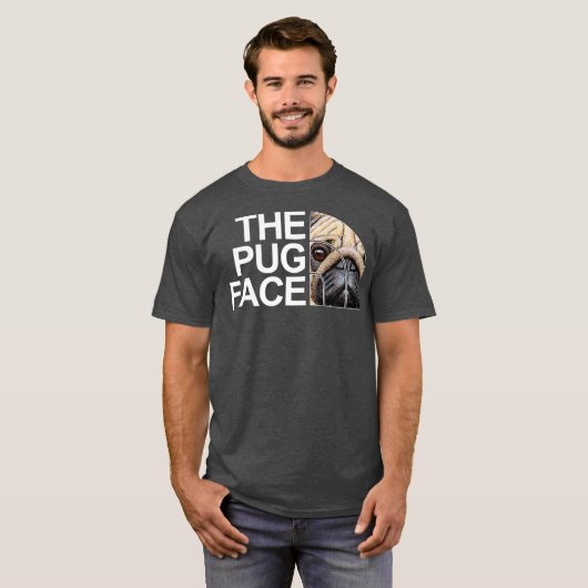 The Pug Face Dog Funny Pug Tシャツ (正面フル)