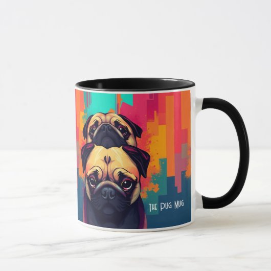 "The Pug Mug" - Tan Pug Dog Coffee Mug マグカップ (右)