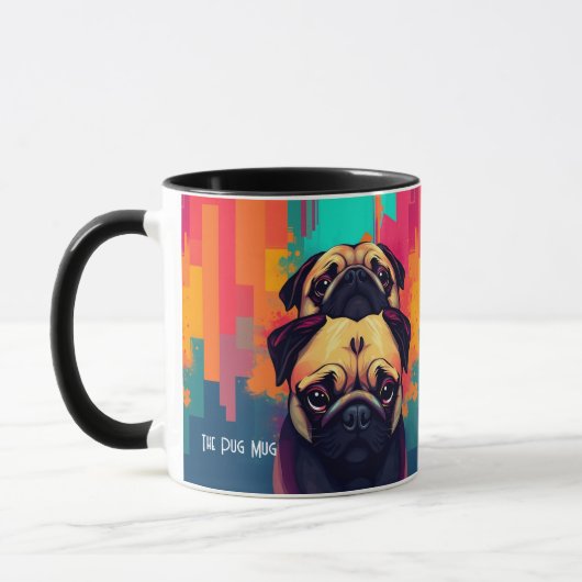 "The Pug Mug" - Tan Pug Dog Coffee Mug マグカップ (左)