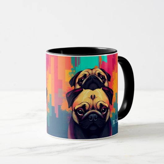 "The Pug Mug" - Tan Pug Dog Coffee Mug マグカップ (正面右)