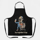  The Pugfather & Son | Funny Pug Dad & Puppy Selfi エプロン (正面)