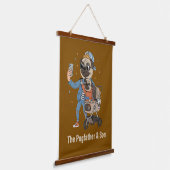 The Pugfather & Son | Funny Pug Dad & Puppy Selfi 吊り下げ型タペストリー (傾斜あり)