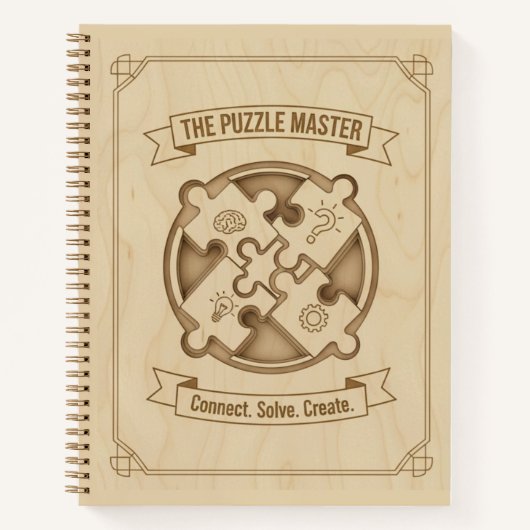 The Puzzle Master Connect Solve Create Wood  ノートブック (正面)