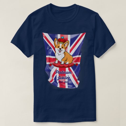 The Queen Platinum Jubilee Corgi Falg With Crown D Tシャツ (デザイン正面)