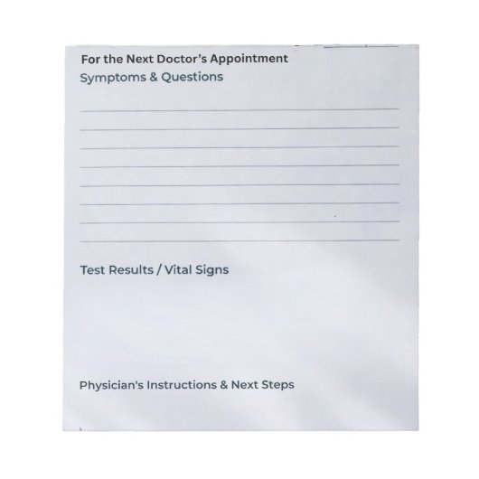 The "Quick Notes" Appointment & Questions ノートパッド (正面)