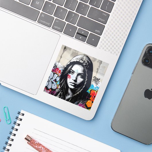 The Quiet Observer - Square Vinyl シール (ノートパソコンとiPhone)