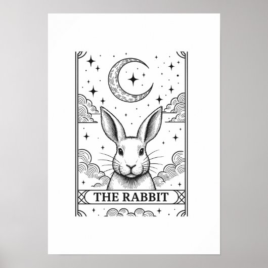 The Rabbit | Mystical Moon Tarot Card Illustration ポスター (正面)
