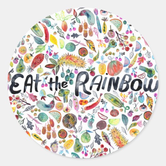 THE RAINBOW 食べカラフル・フルーツは水色を野菜に染める ラウンドシール (正面)