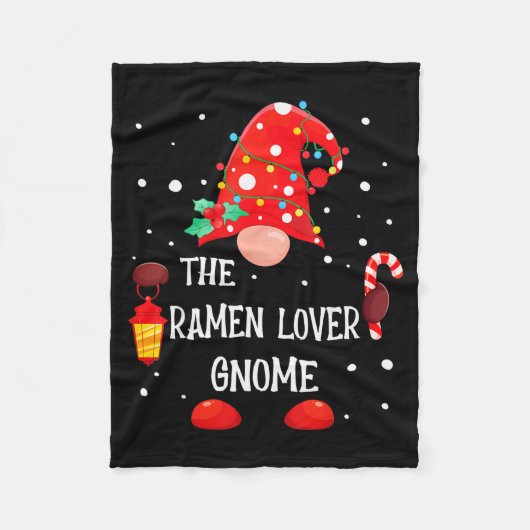 The Ramen Lover Gnome Matching Family Christmas Gn フリースブランケット (正面)