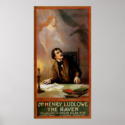 "The Raven" Edgar Allan Poe to Henry Ludlowe 1908 ポスター (正面)