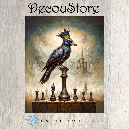 The Raven King on Chessboard Decoupage 薄葉紙