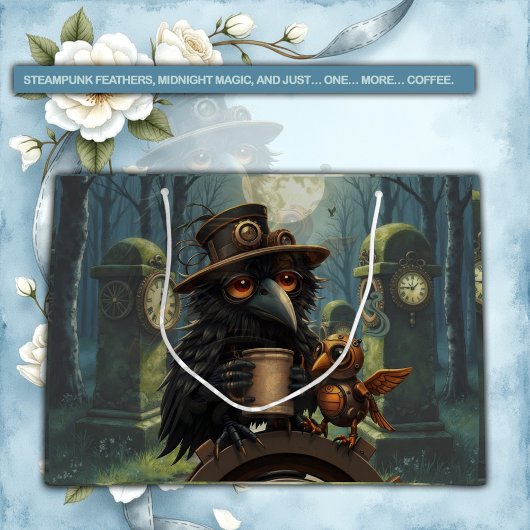 The raven powered by Coffee ラージペーパーバッグ