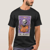 The Reader Tarot Card Skeleton Reading Book Bookis Tシャツ (正面)