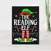 The Reading Elf Xmas Funny Book Lover Christmas Bo カード (正面)