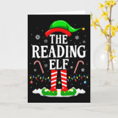 The Reading Elf Xmas Funny Book Lover Christmas Bo カード (黄色い花)