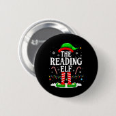 The Reading Elf Xmas Funny Book Lover Christmas Bo 缶バッジ (正面&裏面)
