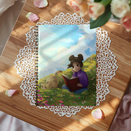 The Reading Girl and The Bored Cat Notebook ノートブック