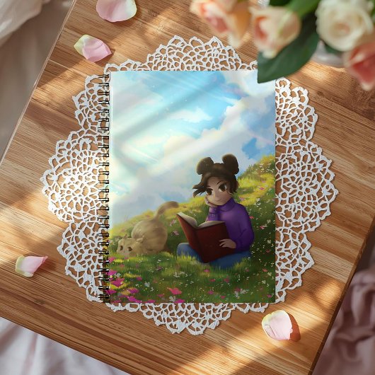 The Reading Girl and The Bored Cat Notebook ノートブック