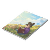 The Reading Girl and The Bored Cat Notepad ノートパッド (回転)