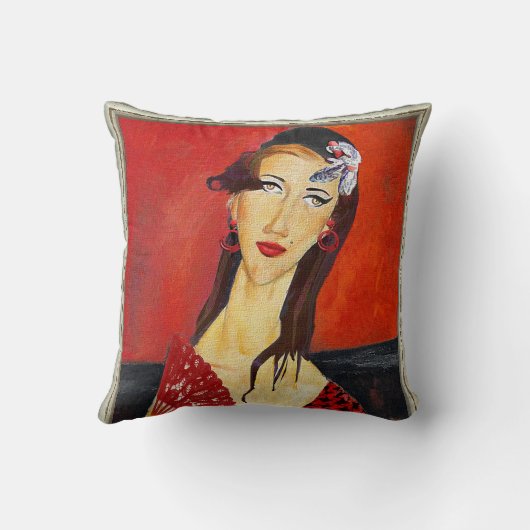 The Red Fan (based on Modigliani's painting) クッション (裏面)