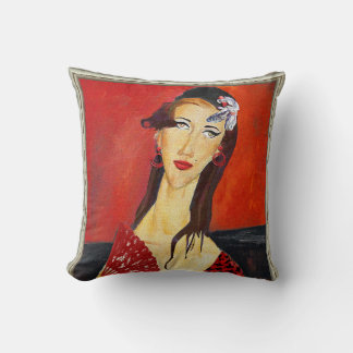 The Red Fan (based on Modigliani's painting) クッション
