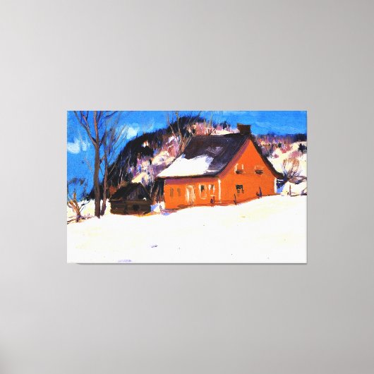 The Red House by Clarence Gagnon キャンバスプリント (正面)